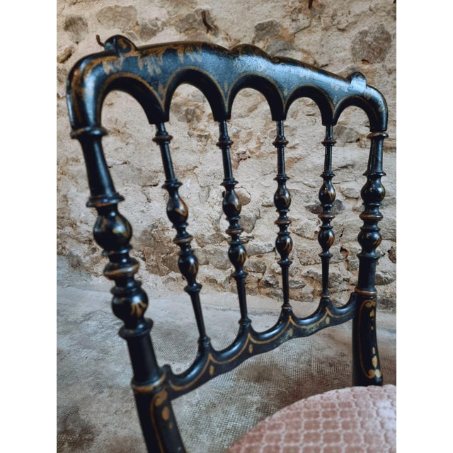 Set of Antique Napoleon III Chairs in Ebonized Wood with Upholstered Seat For Sale - Image 11 of 18