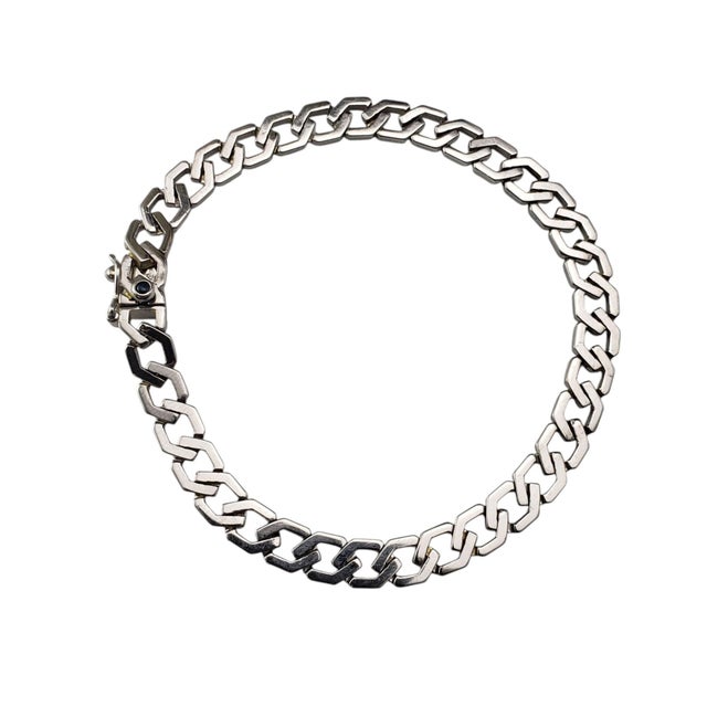 Contemporary Late 20th Century Caplain St. Andre France 18k White Gold Link Bracelet For Sale - Image 3 of 8