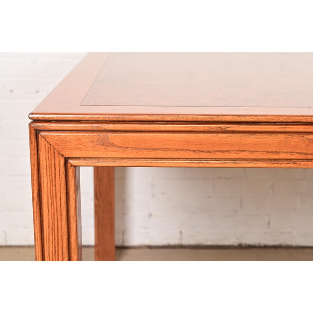 Henredon Mid-Century Modern Burl Wood Parsons Dining Table, Newly Refinished For Sale In South Bend - Image 6 of 12