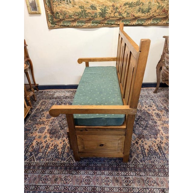 Wood Vintage Mexican High-Back Bench in Pine with Storage For Sale - Image 7 of 8