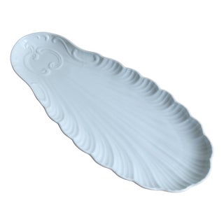 Large Vintage White Porcelain Seashell-Shaped Serving Platter, 1960s For Sale