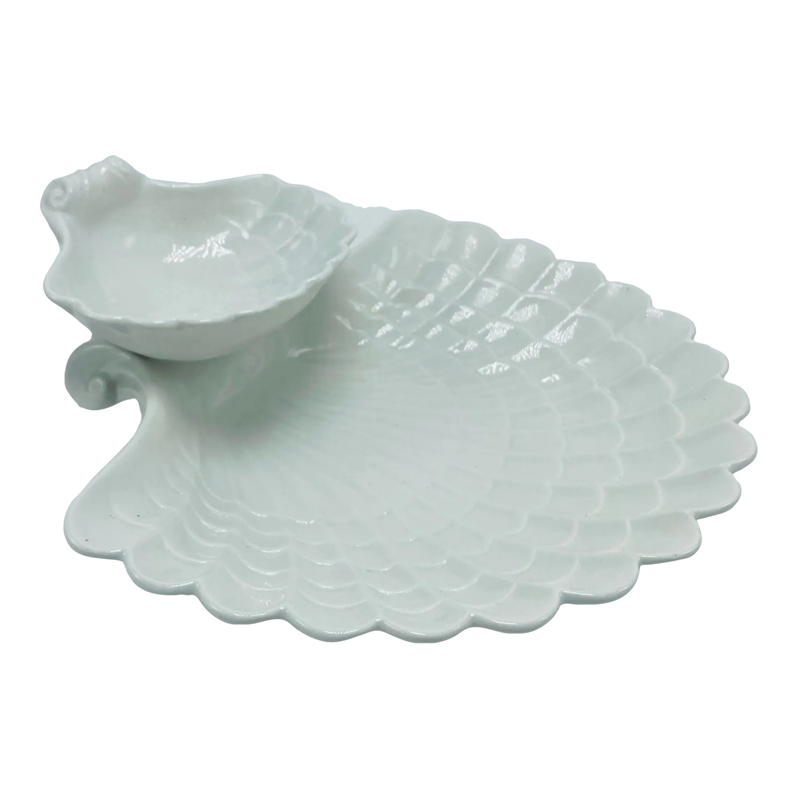 Italian Ceramic Shell Serving Platter | Chairish
