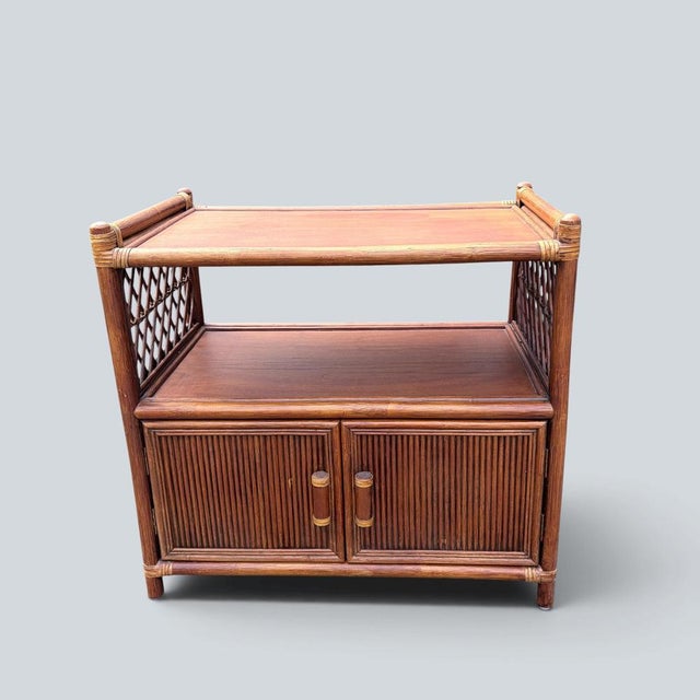 Wood Vintage Bamboo and Rattan Media Cabinet, 1970s For Sale - Image 7 of 9