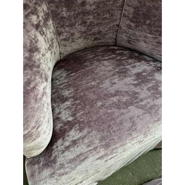 2010s Mauve Velvet Skirted Armchair & Ottoman Set For Sale - Image 5 of 5