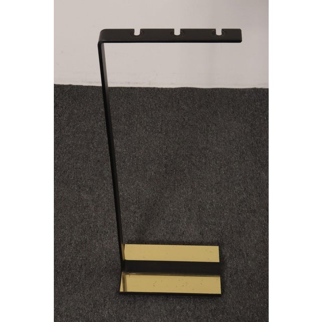 Black Vintage Modernist Iron and Brass Fireplace Tool Set With Brush, Shovel and Poker For Sale - Image 8 of 17