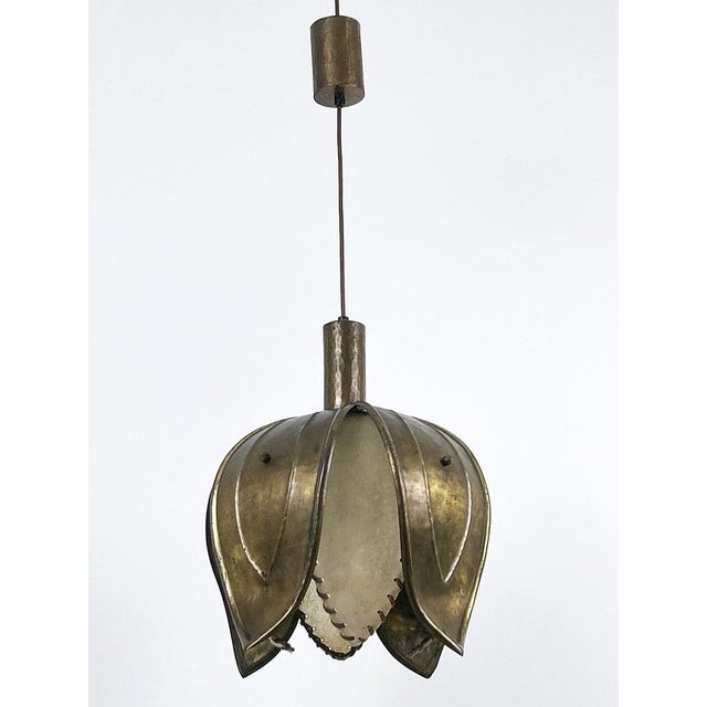 Mid-Century Modern Hand-Made Brass Tulip Pendant Lamp from Rustika Lux, Austria, 1960s For Sale - Image 15 of 18