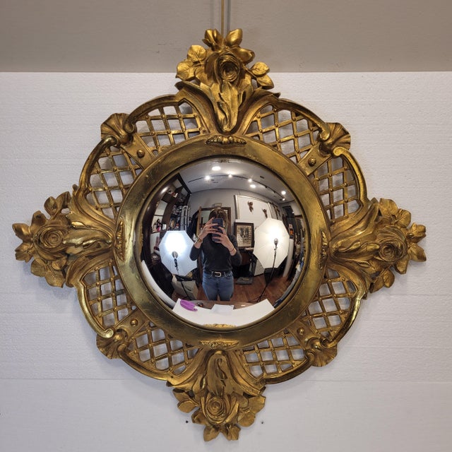 Witch Mirror Convex Mirror in Gilt Bronze Frame, 1950s For Sale - Image 6 of 18