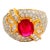 1.39 Carat Ruby Diamond Pave 18k Yellow Gold Ring, Size 5.75 For Sale