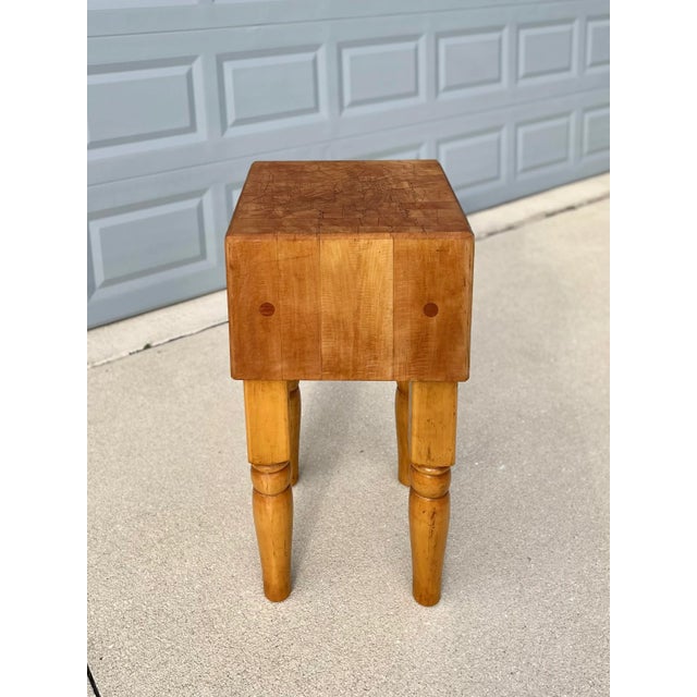 Vintage Petite Butcher Block or Island | Solid Maple Block For Sale - Image 4 of 12