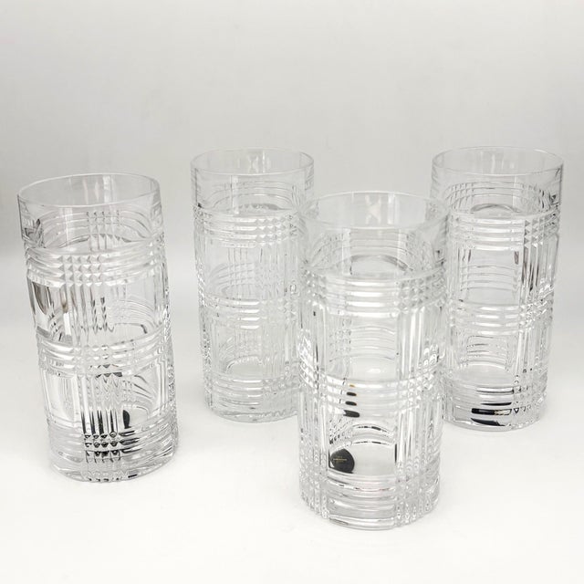 1990s 1990s Ralph Lauren Glen Plaid Crystal Highball Glasses - Set of 4 For Sale - Image 5 of 9