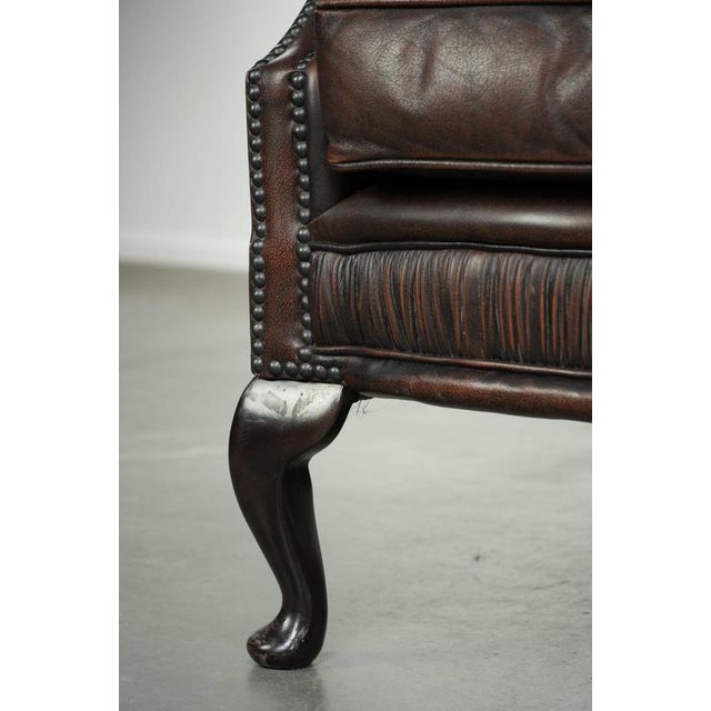 Cowhide Chesterfield Wing Armchair For Sale - Image 12 of 13