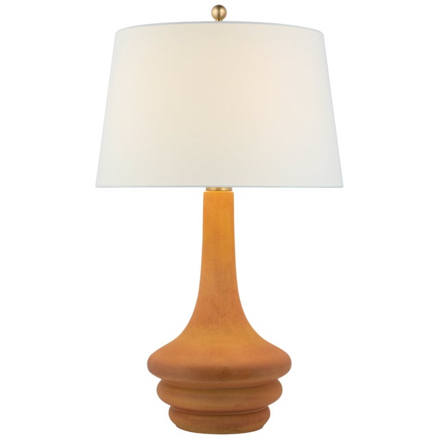 Transitional Chapman & Myers by Visual Comfort Signature Wallis Large Table Lamp in Burnt Sienna with Linen Shade For Sale - Image 3 of 3