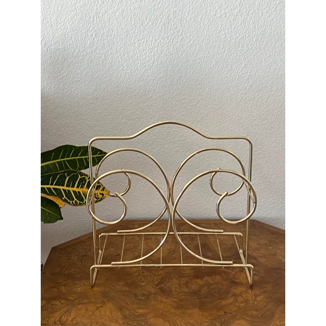 1930s 1930s Hollywood Regency Brass Magazine Rack For Sale - Image 5 of 7