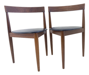 Roundette Side Chairs in Teak and Faux Leather by Hans Olsen for Frem Rojle, 1960s, Set of 2