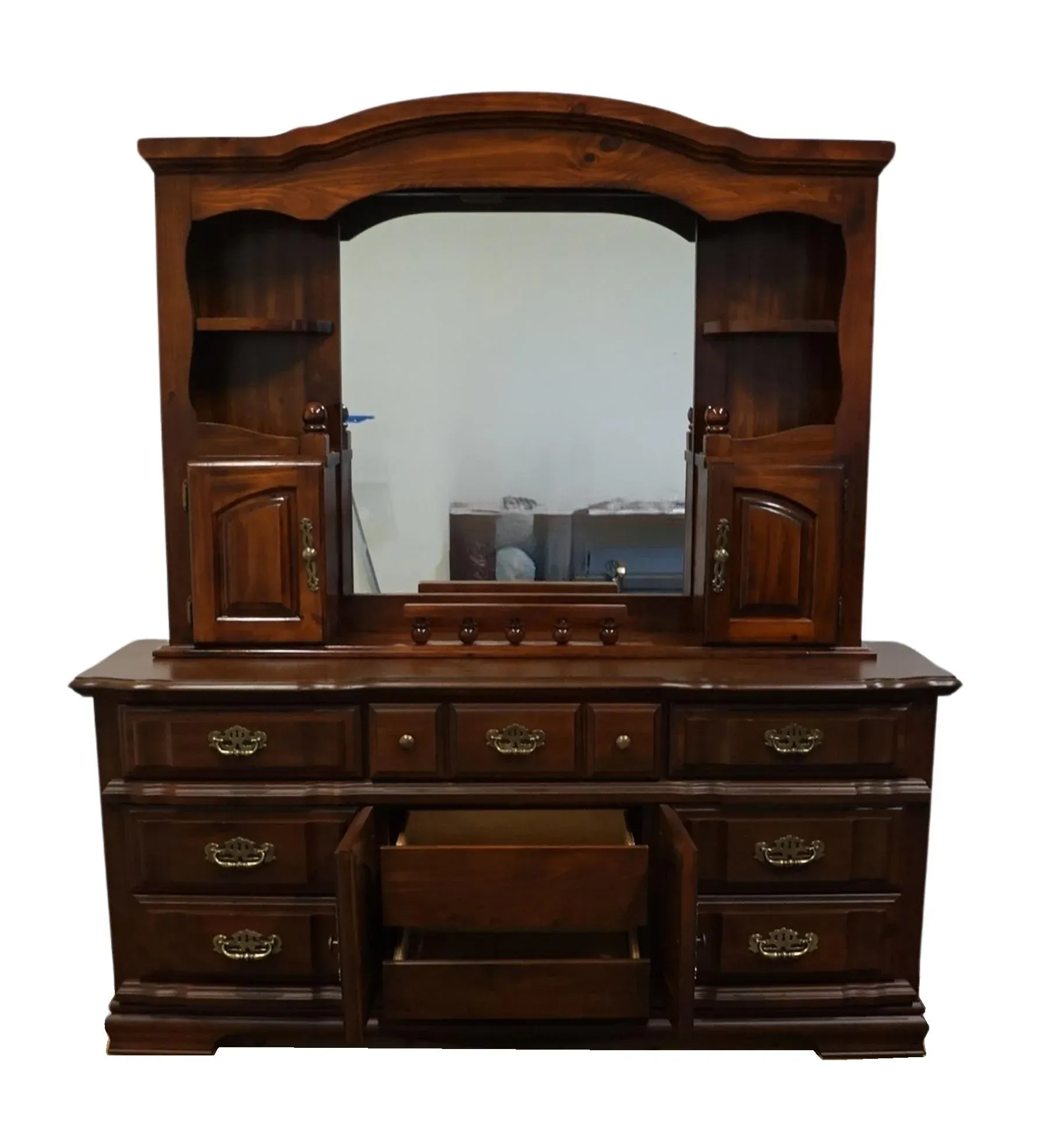 dresser with hutch Traditional Double w/ Top  Martin's Furniture US Spacious and stellar Antique French Provincial Solid Wood