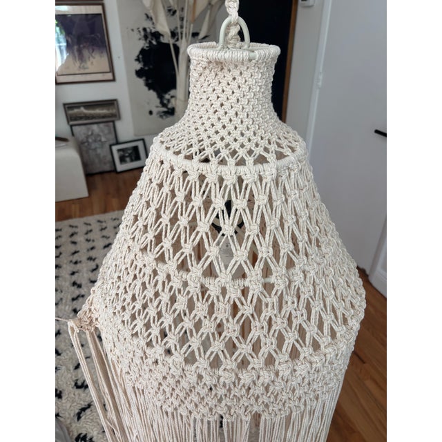 Macrame Fringe Pendant Light For Sale - Image 4 of 4