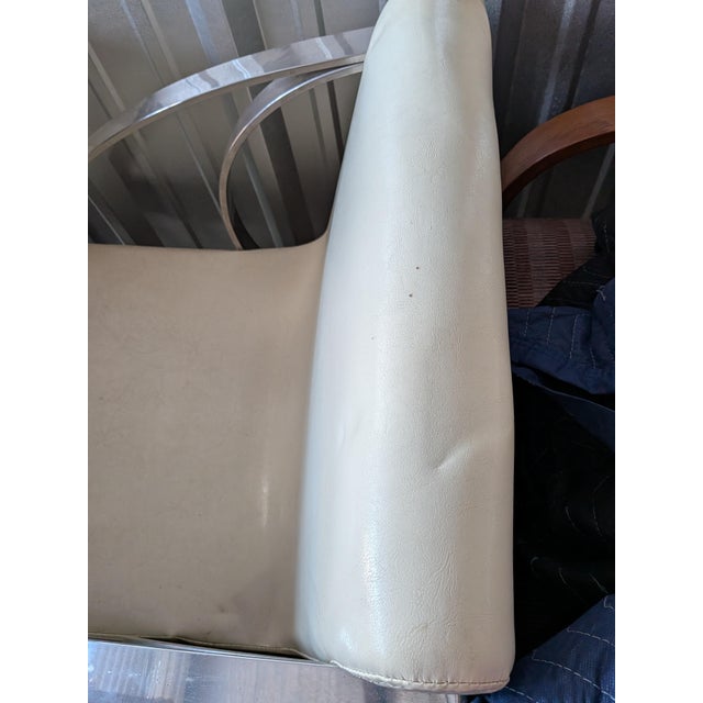 Late 20th Century Off White Chrome Leather Rocking Chair For Sale - Image 11 of 12