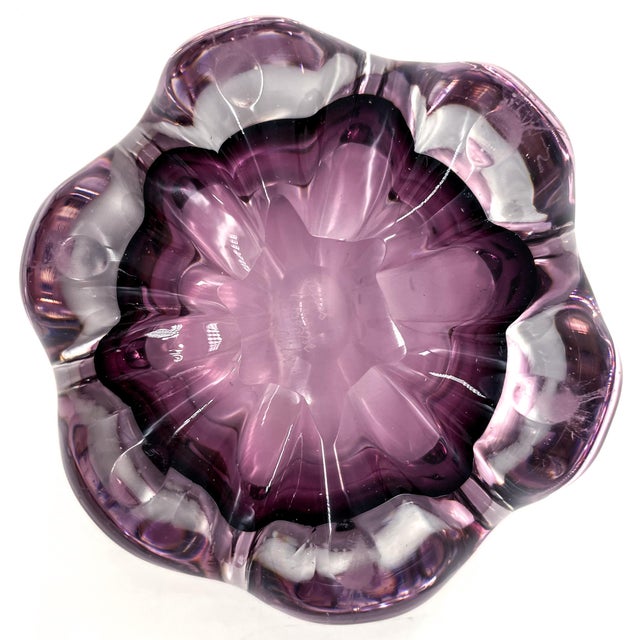 Mid-Century Signed Åfors Bosse ‘Lila’ Amethyst Purple Sommerso Scandinavian Art Glass Bowl – Scandinavian Modern, Contemporary For Sale In Houston - Image 6 of 13