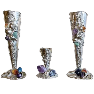 Metal Vases With Semi-Precious Stones