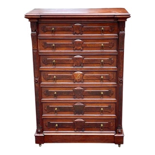 Late 19th Century Antique Victorian Lockside Chest of Drawers With Fall Front Desk Section For Sale