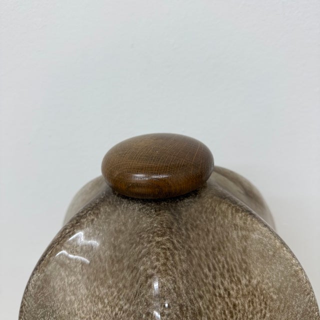 Vintage Brutalist Glass Table Lamp with Oak Wooden Base, 1970s For Sale - Image 17 of 18