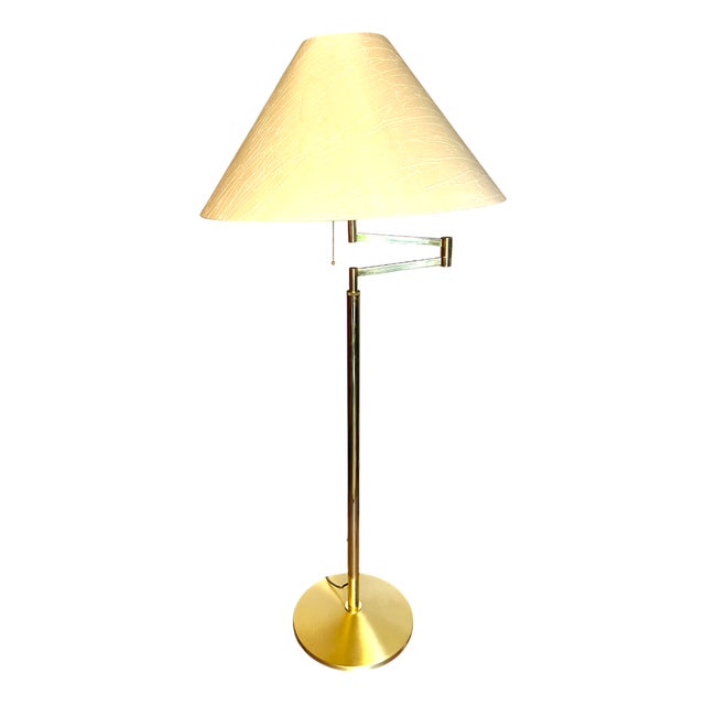 Mid-Century Modern Brass Floor Lamp with Swivel Arm from Gebrüder Knappstein Leuchten, 1960s For Sale