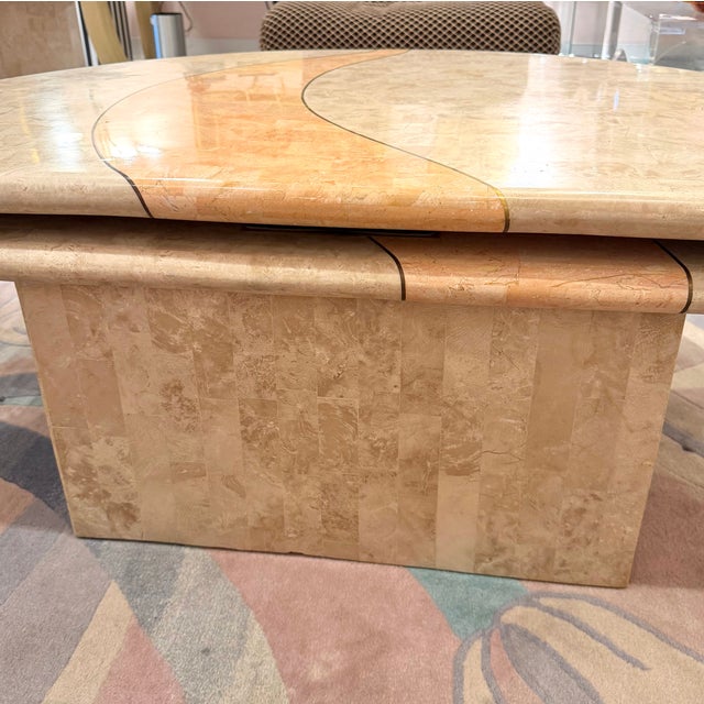 Vintage Tessellated Travertine Swivel Coffee Table by Casa Bique For Sale - Image 11 of 14