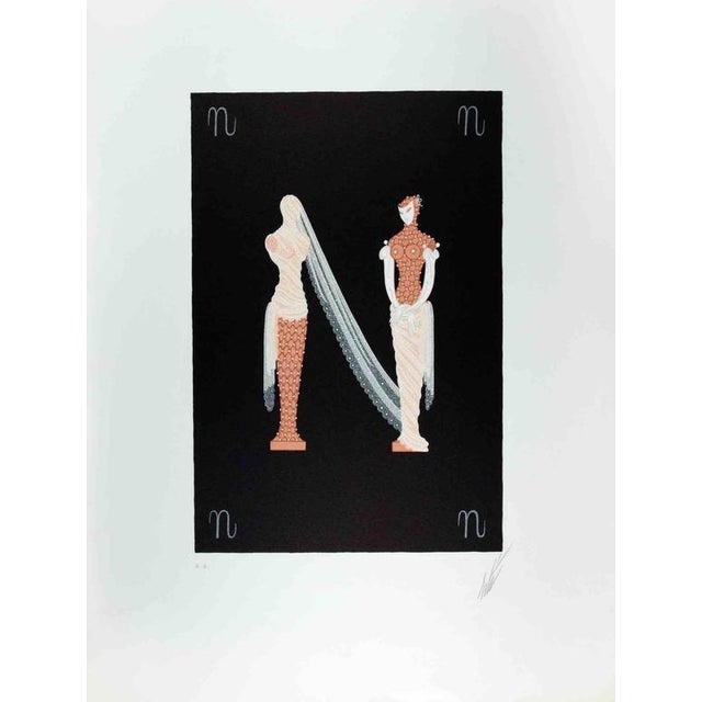 Erté, Nude Letter N, 1976, Lithograph For Sale - Image 4 of 4