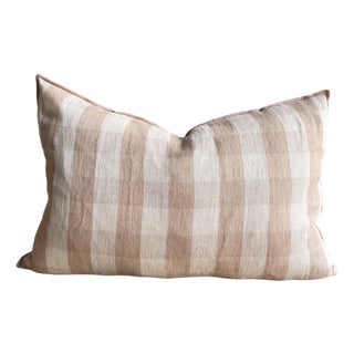 French Linen Lumbar Case – Vichy Nude For Sale