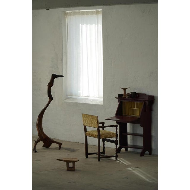 French Louis XIII Style Bobbin Armchair with Patterned Fabric, 1930s For Sale - Image 6 of 18