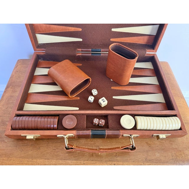 American Large Vintage Complete Backgammon Game in Case For Sale - Image 3 of 9