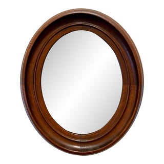 Antique Classical Walnut Oval Mirror For Sale