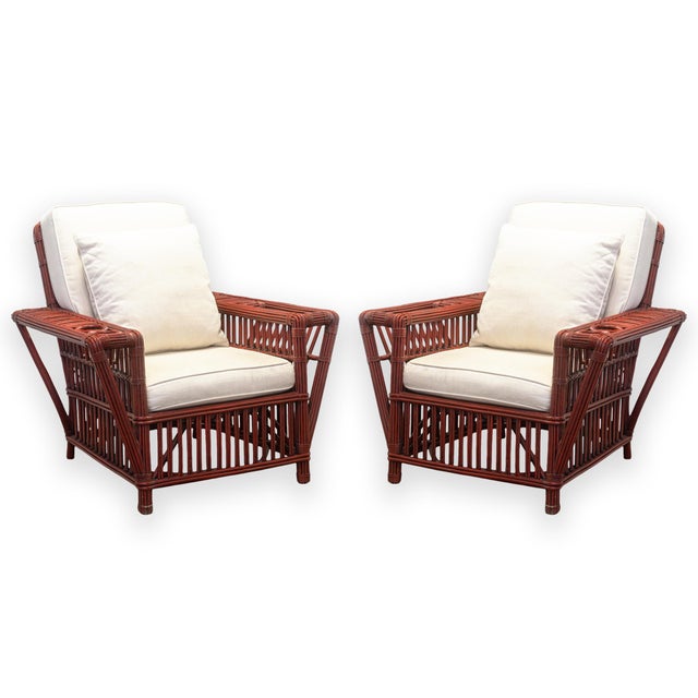 Vintage Palecek President's Sofa & Chair 3 Piece Rattan Patio Sofa & Chair Set For Sale - Image 14 of 18