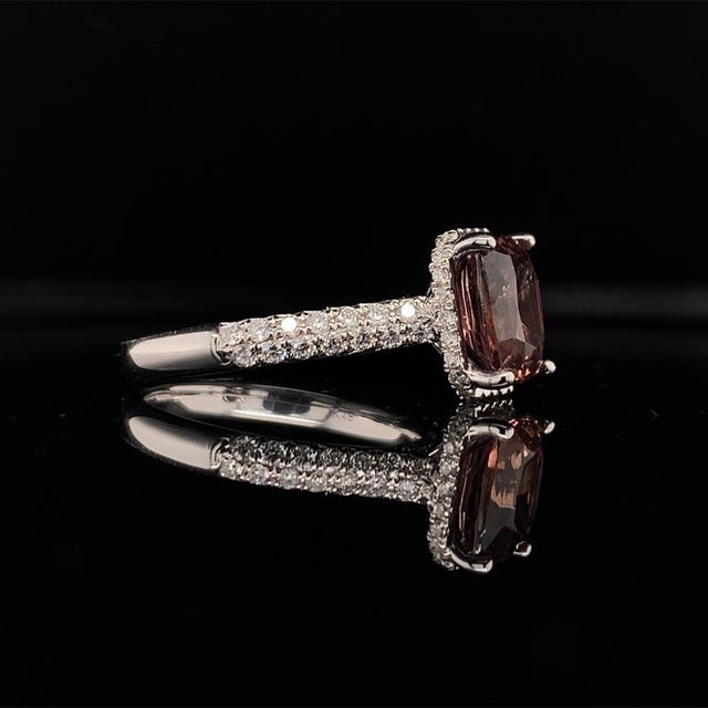 Traditional Diamond Sapphire Ring 18k Gold WG Women 3.027 TCW Certified For Sale - Image 3 of 12