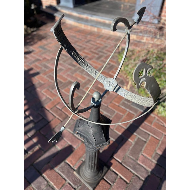 Vintage English Garden Armillary With (Rare) Original Iron Base For Sale - Image 9 of 12