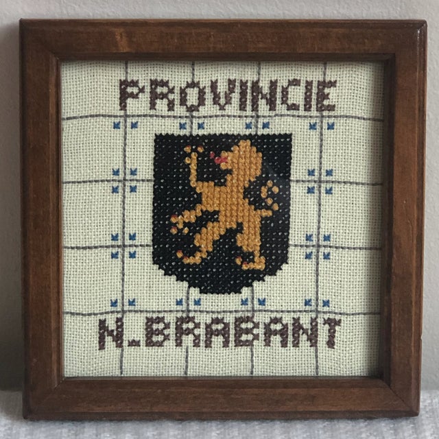 Mid 20th Century Vintage Dutch Provincial Coat of Arms Needlework Textile Art — Set of Three For Sale - Image 5 of 10