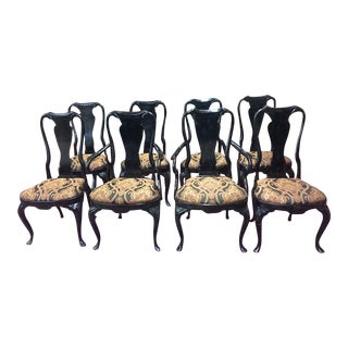 Vintage Dining Chairs, Set of Eight Dining Chairs, Black Dining Chairs For Sale