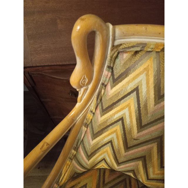 1950s Pair of Mid-Century Modern Hand Carved Swan Head Chairs For Sale - Image 5 of 5