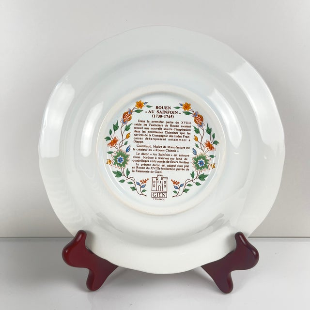 Gien Soup Plates with Rouen Sainfoin Pattern from Gien, 1990, Set of 10 For Sale - Image 4 of 10