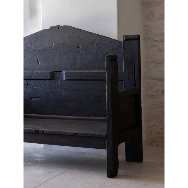 Wood Large Folk Art Bench, 18th Century For Sale - Image 7 of 18