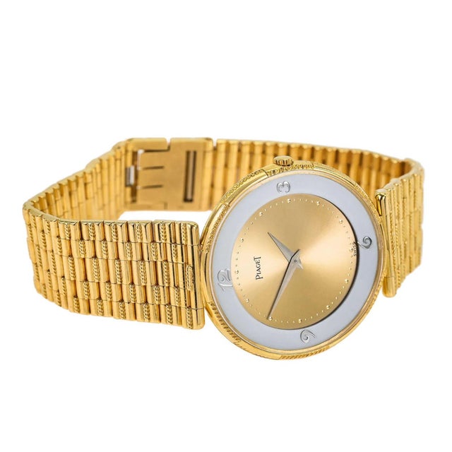 1990s Piaget 2642 18k Gold Ultra-Thin Manual 2-Tone Dial 31mm Watch For Sale - Image 5 of 13