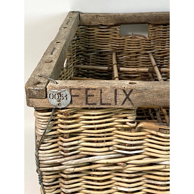 French Provincial 1900s Felix Potin Wicker Wine Crate For Sale - Image 3 of 11