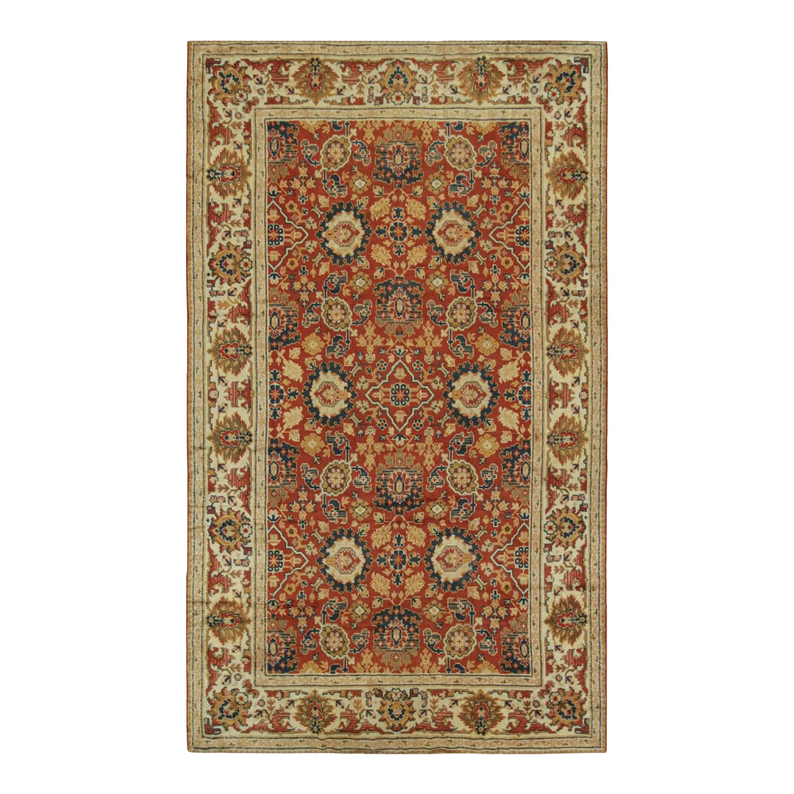 Late 19th Century Antique Arts & Crafts Rug in Rust With Floral ...