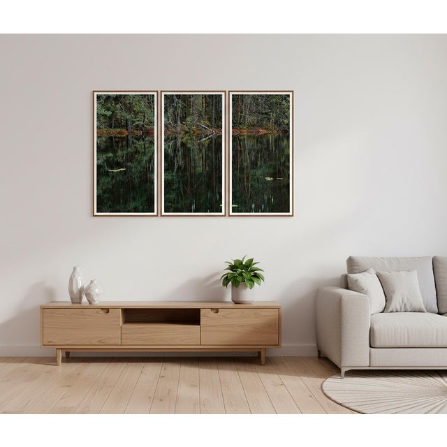 Green "Deep_Mirroring_Forest_006" Triptych, Limited Edition Fine Art Photograph by Bernhard Lang, Set of 3 For Sale - Image 8 of 12