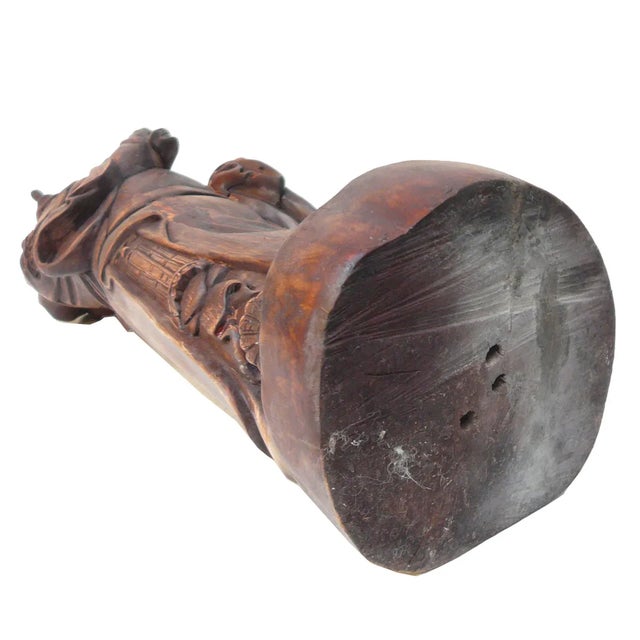 Brown Vintage Chinese Carved Wood General Guan Figure For Sale - Image 8 of 8