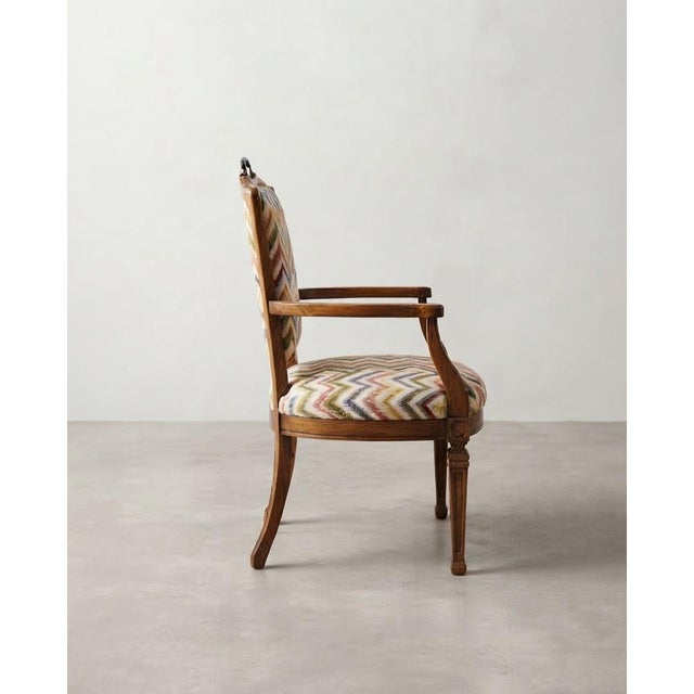 Vintage Hungarian Armchair with Chevron Pattern Fabric For Sale - Image 4 of 6