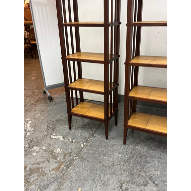 Asian Style Split Bamboo Étagère Bookcases, Pair For Sale - Image 10 of 12