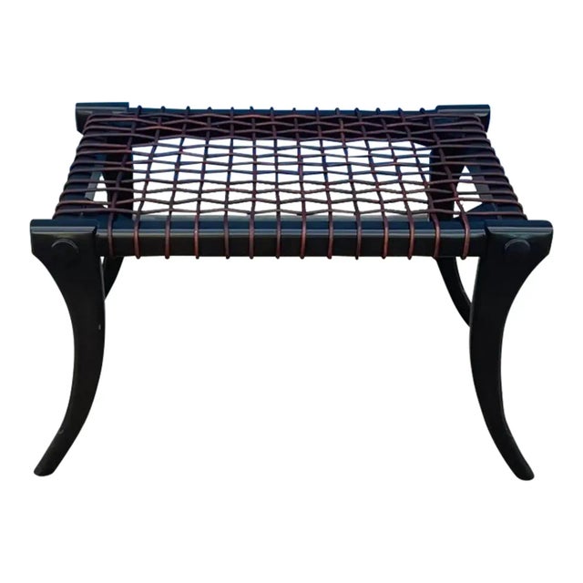 1980s Modern Klismos Ottoman With Upholstered Cushion For Sale - Image 5 of 5