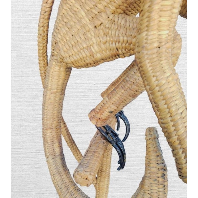 1970s Vintage Mario Lopez Torres Palm Beach Regency Huge Wicker Monkey Greek Key Floor Lamp For Sale - Image 5 of 8