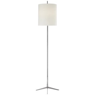 Thomas O'Brien by Visual Comfort Signature Caron Floor Lamp in Polished Nickel with Linen Shade For Sale